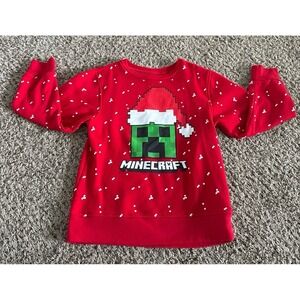 Mad Engine Boys Red Minecraft Christmas Sweatshirt Size Medium